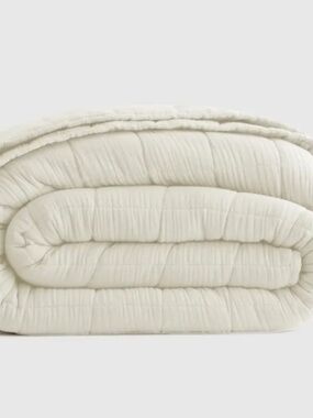 New King/California King Organic Airy Gauze Box Quilt Ivory Undyed